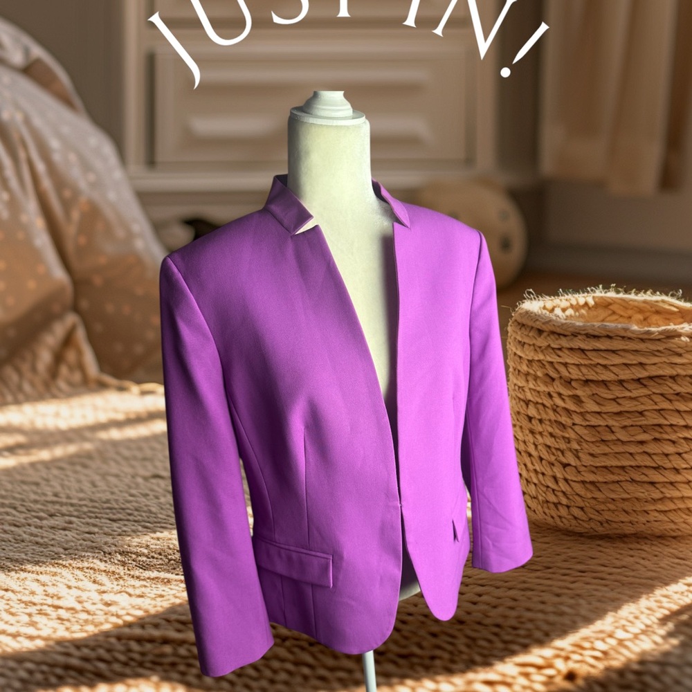 Nine West Purple Suit Jacket Corpcore Office Siren Long Sleeve Pre-Love SZ -12